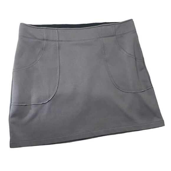 Athleta Wm’s Sz Lrg Gray Fleece Lined Scuba Patch Pockets Athletic Mini Skirt - Picture 1 of 4